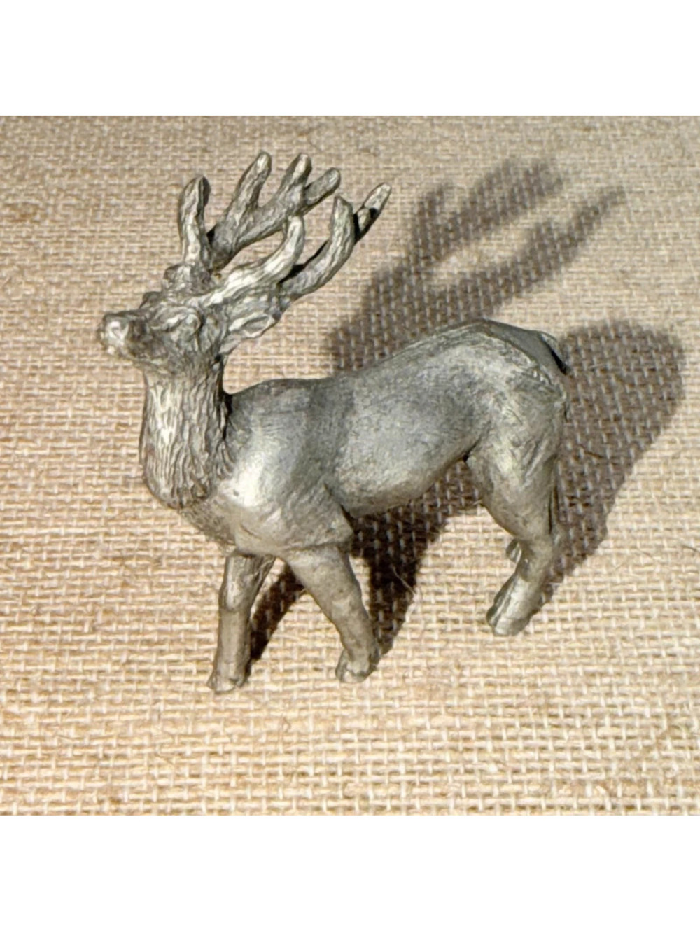 Vintage Pewter Stag Deer Buck Miniature Figurine Trinket Wildlife Collectible